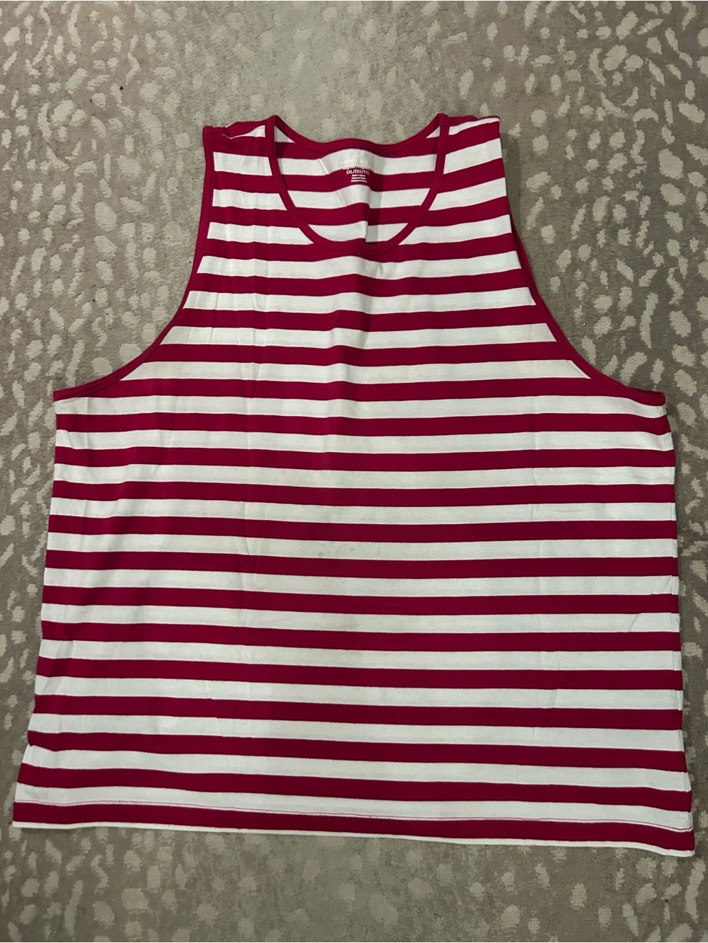 Men's Red and White Striped Tank Top - Casual Summer Essential